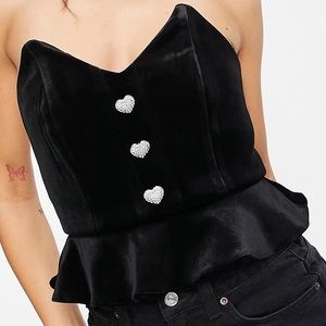 Black Velvet Strapless Corset Top size 16